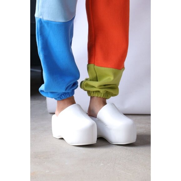 Simon Miller White Vegan Leather Platform Bubble Clogs, Size 737